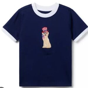 Janie and Jack Blue Short Sleeve Tee with Embroidery